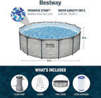Steel Pro MAX 14 Foot x 48 Inch Round Steel Frame Above Ground Pool Set With 1,000 Filter Pump, Ladder And Cover - Gray