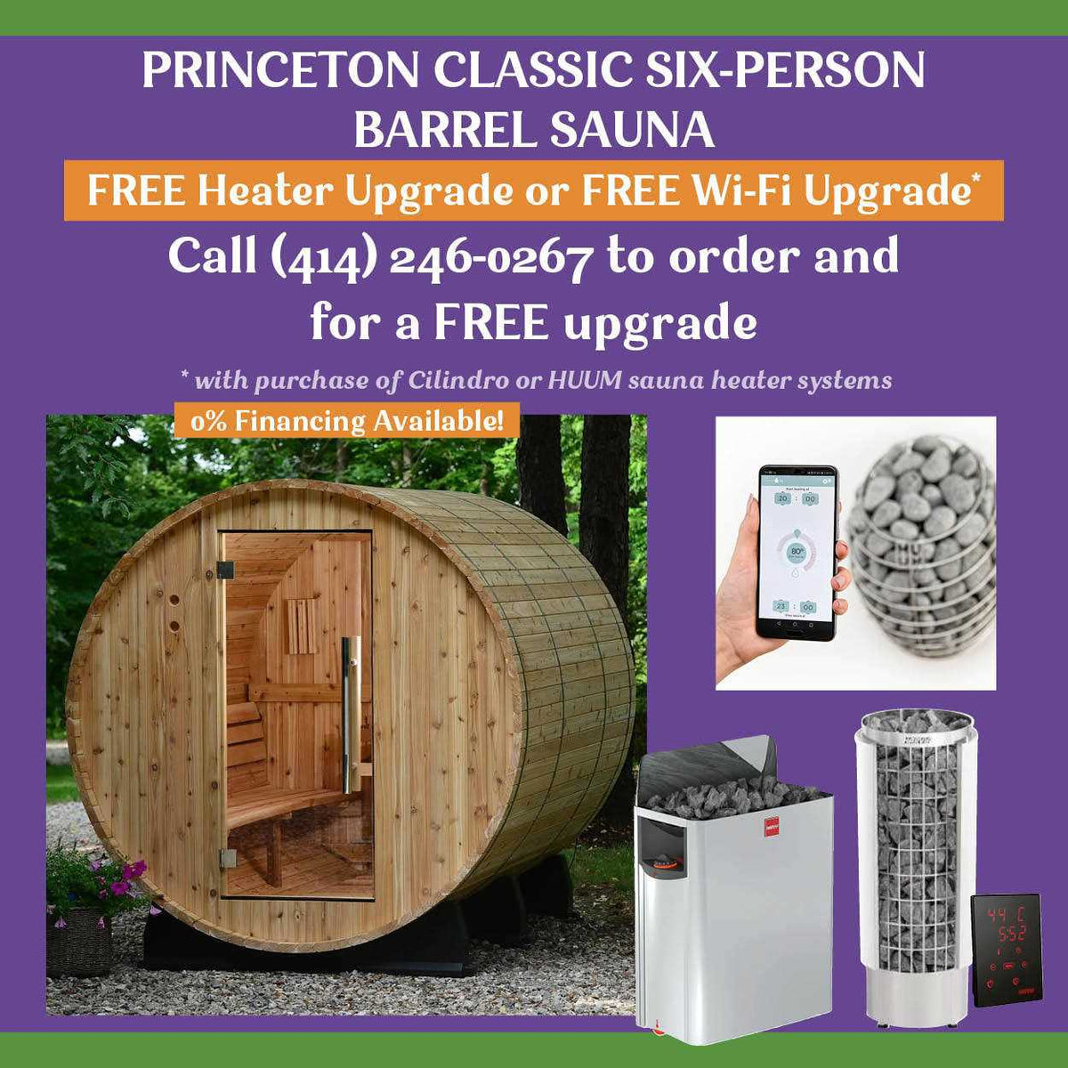 Almost Heaven Classic Barrel Sauna, 6 Person - Princeton