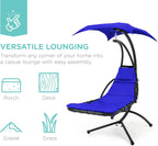 Best Choice Products Outdoor Hanging Steel Chaise Lounge Chair With Canopy, Charcoal Gray - SKY5871