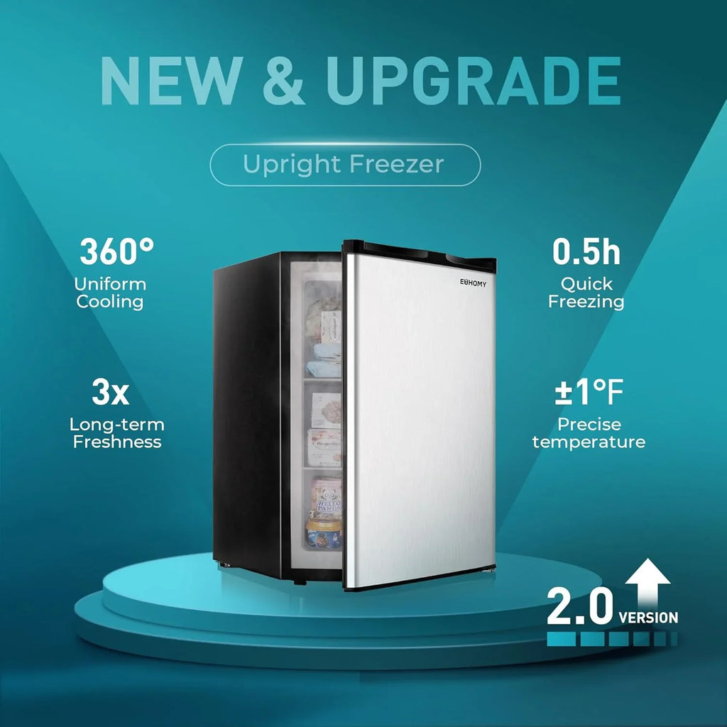 Euhomy Upright Compact Mini Freezer, 3.0 Cubic Feet, Single Door With Reversible Door