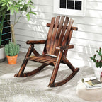 Outdoor Adirondack Rocking Chair For Adults, Solid Fir Wood And Pine Wood, Brown/Natural