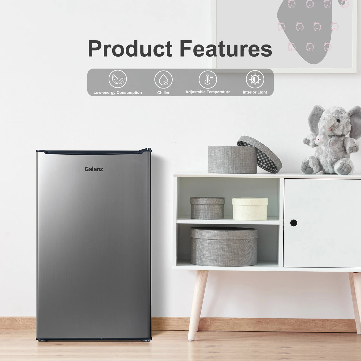 Galanz 3.3 Cu Ft One Door Mini Fridge, Black
