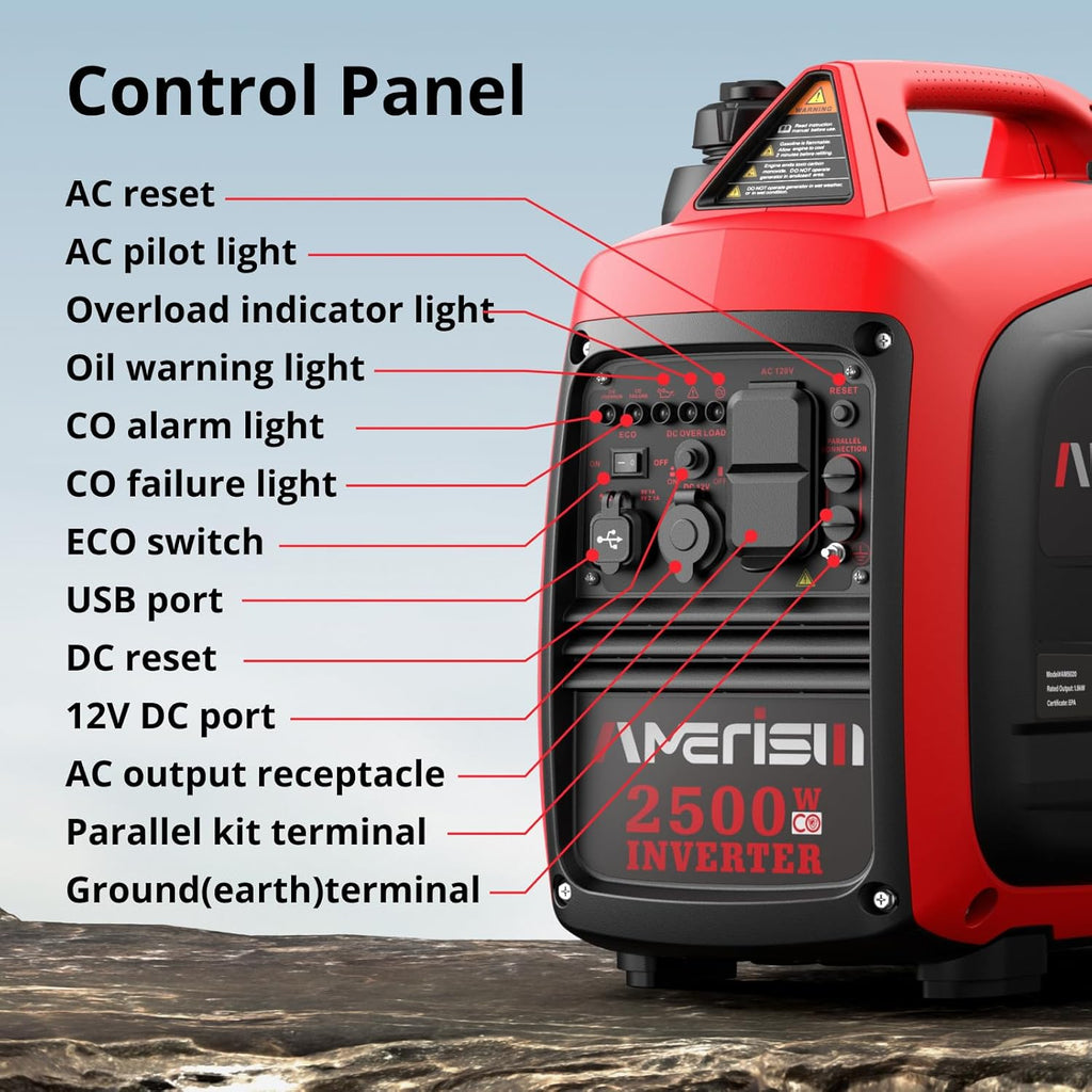 2500-Watt Gas Powered Portable Inverter Generator With CO Sensor