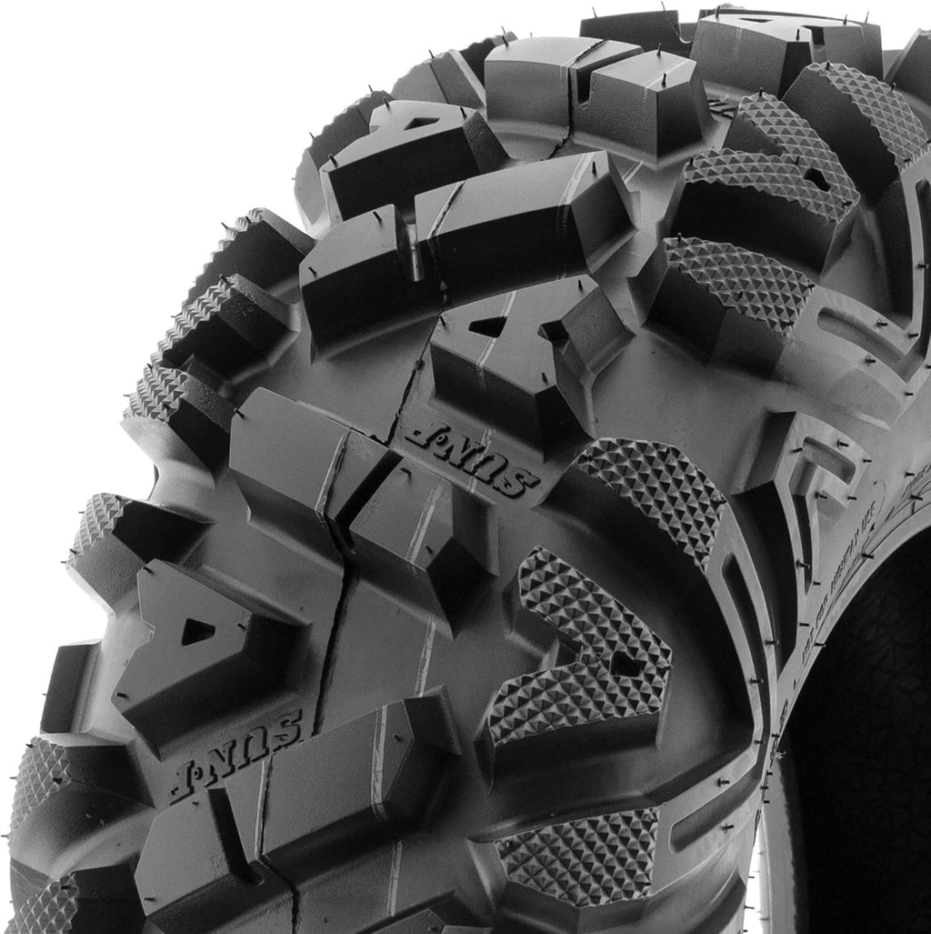 ATV UTV All-Terrain Replacement Tires Set Of 4, 25x8-12 Front And 25x10-12 Rear