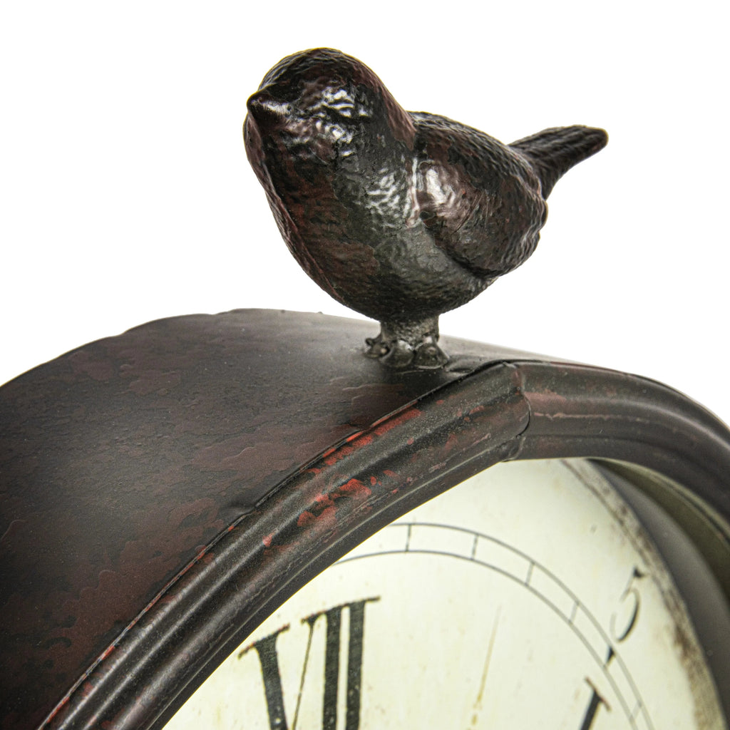 Metal Oval Wall Clock With Bird Design, 17 in L x 3 in W x 25.25 in H - Vintage