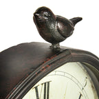 Metal Oval Wall Clock With Bird Design, 17 in L x 3 in W x 25.25 in H - Vintage