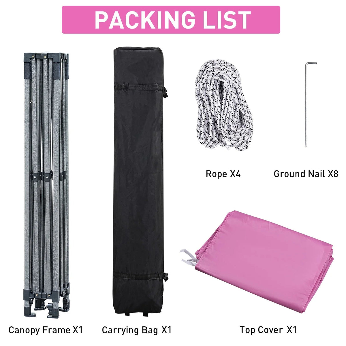 Ainfox Pop-Up Canopy Tent With 4 Sidewalls, 10 x 10 Ft, Pink