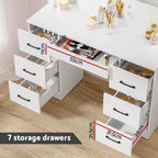 Artiss Dressing Table Set With Stool, 10 LED Bulbs, White - Debbie