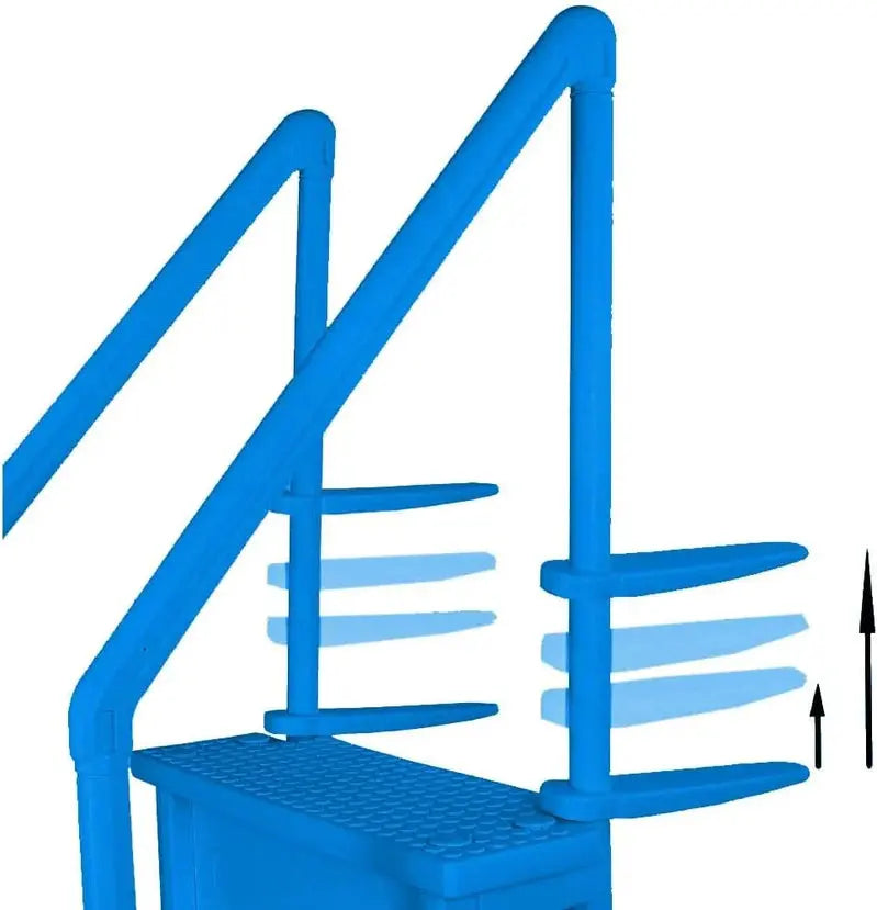 Non-Slip Pool Entry Steps, Grey Aluminum, 122-137 cm Installation Height, 136 kg Max Load