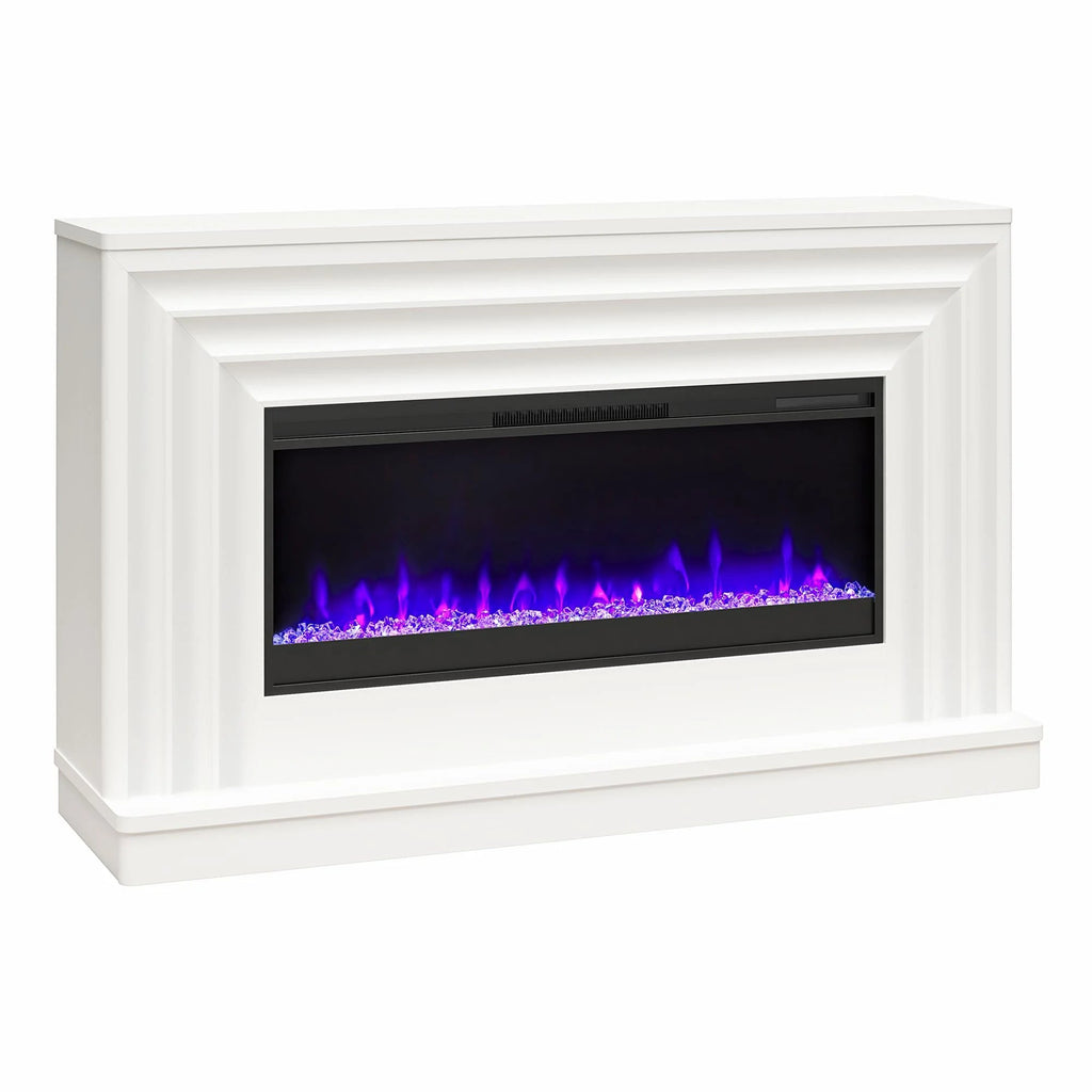 CosmoLiving by Cosmopolitan Electric Fireplace Mantel TV Stand, Black, 65 in, 42 in Insert - Rene
