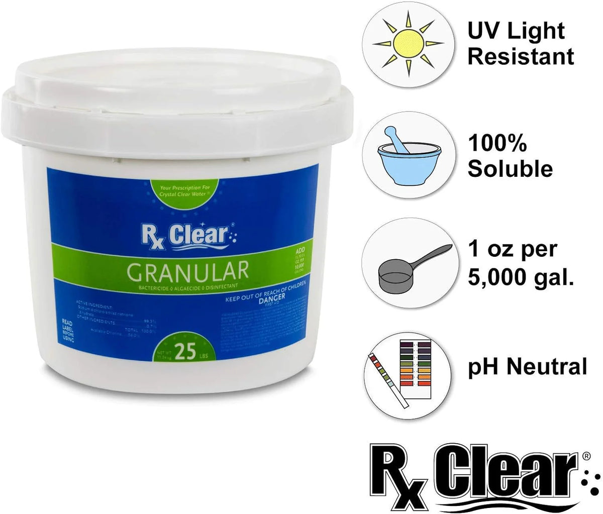 Rx Clear Stabilized Granular Chlorine, 50-Pound Bucket - 204046