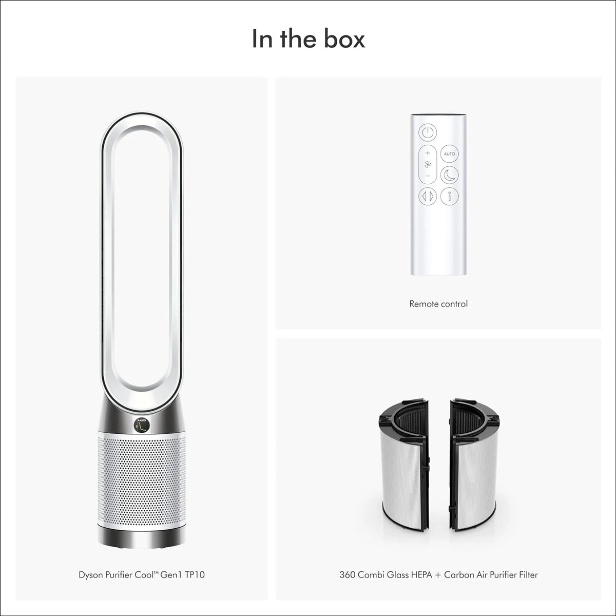Dyson Purifier Cool Gen1 Air Purifier Fan, White, 8.66in D x 8.66in W x 41.34in H - TP10 664609-01