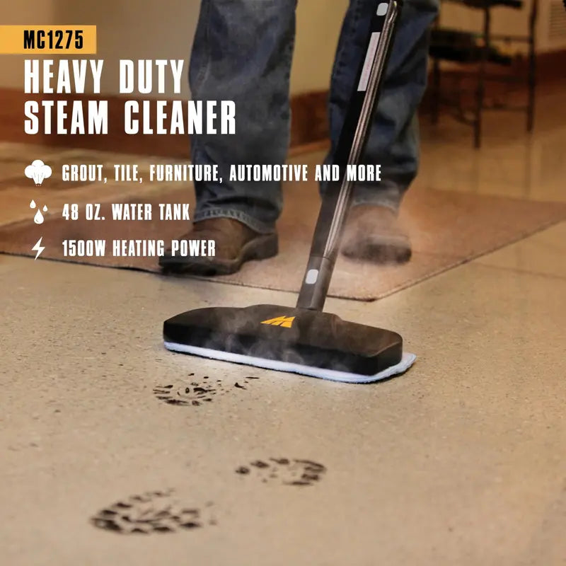 McCulloch Heavy-Duty Steam Cleaner, 48 oz Tank, 1500W, 18 Accessories - MC1275