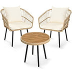 DEXTRUS 3-Piece Outdoor Patio Wicker Bistro Set With Soft Cushions