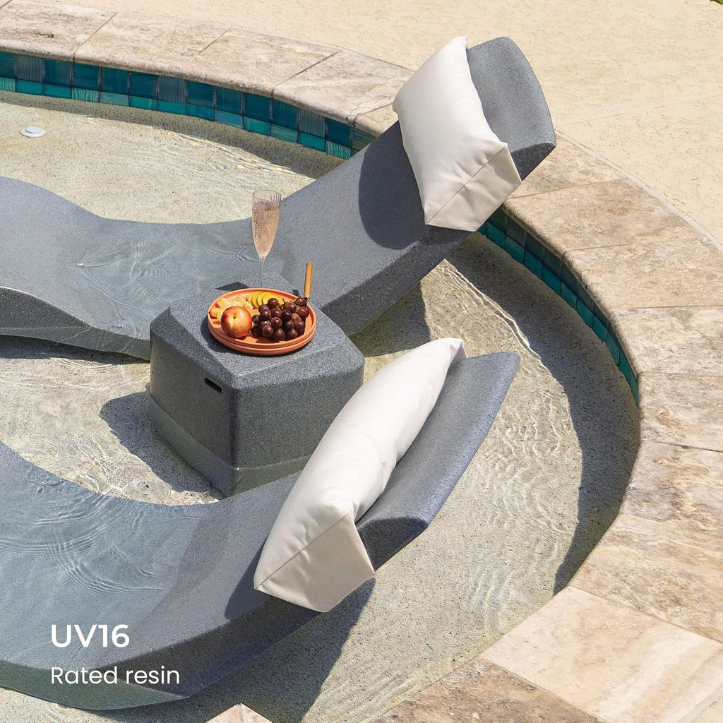 Aqua Outdoors Small Side Table For Pool Sun Shelves And Patio Surfaces, White Granite - Shallow Shelves Up To 10 in