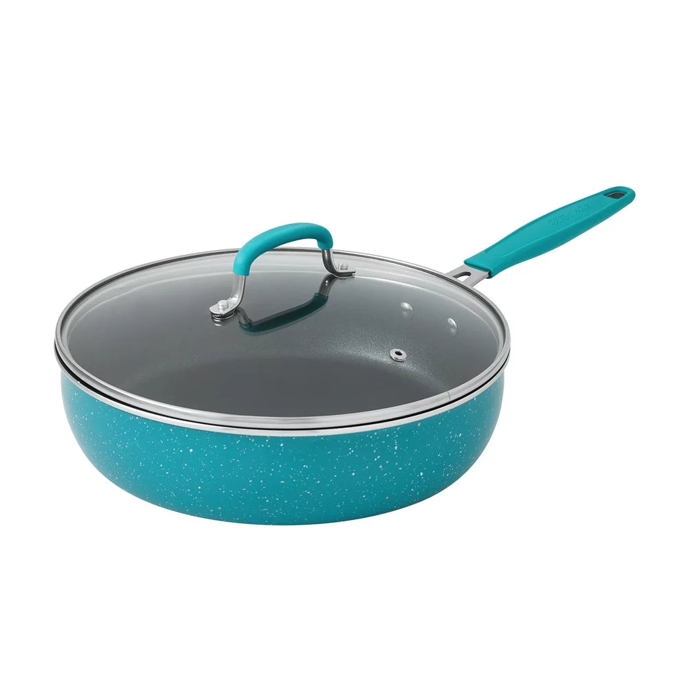 38-Piece Teal Cookware Set With Floral Design