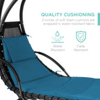 Best Choice Products Outdoor Hanging Steel Chaise Lounge Chair With Canopy, Charcoal Gray - SKY5871