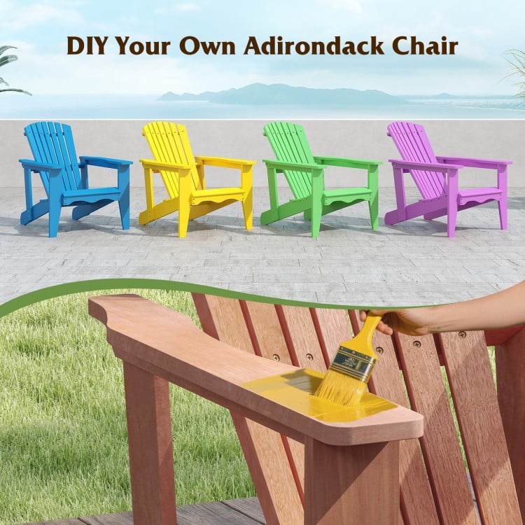 Solid Wood Adirondack Chair, Natural, 34 x 28 x 35 inch