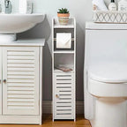Toilet Paper Holder Storage Cabinet Stand With 3 Open Shelves - PVC