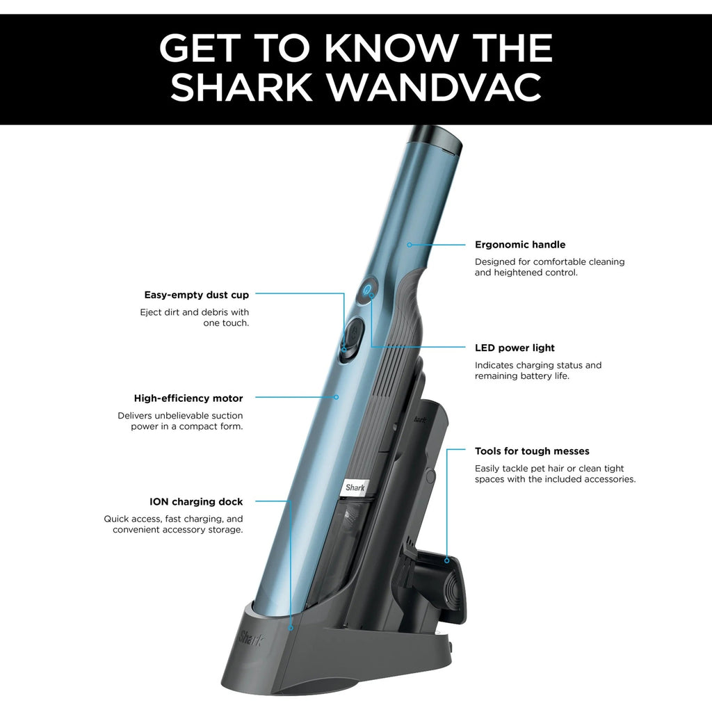 Shark Wandvac Cordless Handheld Vacuum for Pet Hair, Carpet and Car, Graphite - WV200