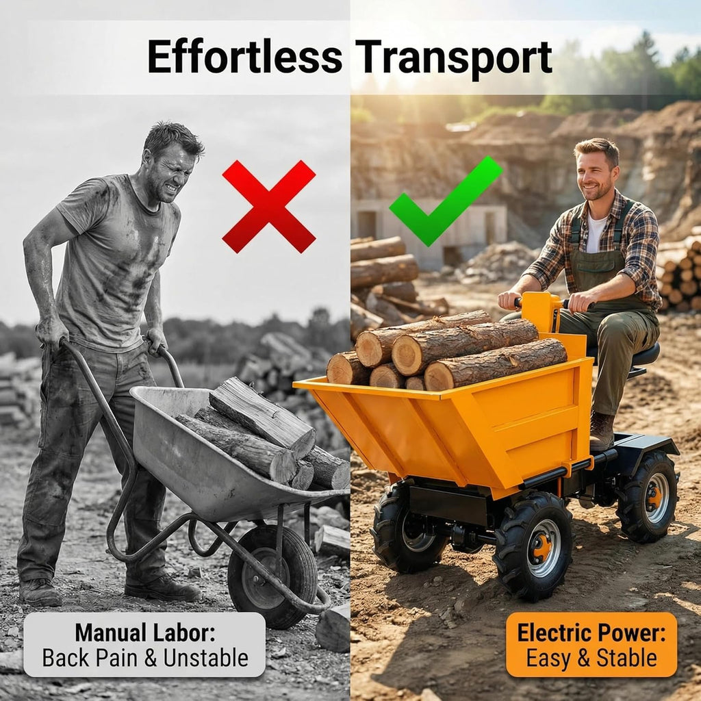 Electric Wheelbarrow 1900W 2205 lbs 4-Wheel Dump Cart