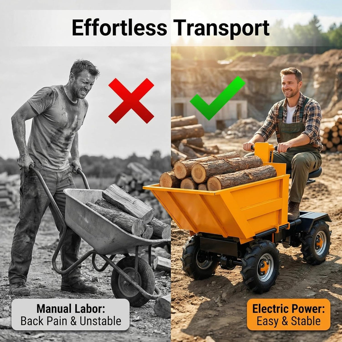 Electric Wheelbarrow 1900W 2205 lbs 4-Wheel Dump Cart
