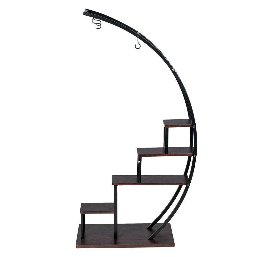 Good Life 5-Tier Metal And Wood Curved Indoor Plant Stand
