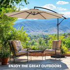 Sweetcrispy 9.8FT Offset Patio Umbrella With Easy Tilt Adjustment, 8 Ribs, Blue