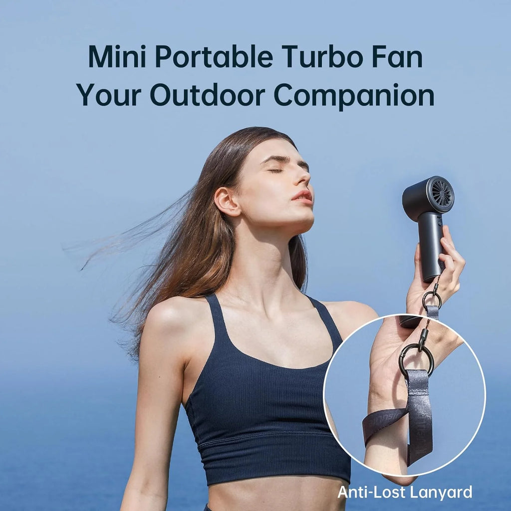 JISULIFE Handheld Turbo Fan, 5000mAh Rechargeable, 1-100 Speeds, Digital Display - Pro1S