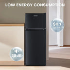 Upstreman 4 Cubic Feet Double Door Mini Refrigerator With Freezer, Black - BR401