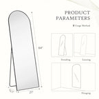 Full-Length Floor Mirror With Stand, Aluminum Alloy Frame - 71x30