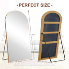 Arched Full-Length Wood Floor Mirror, Black Or Gold, 65x22/71x24/71x28/71x32