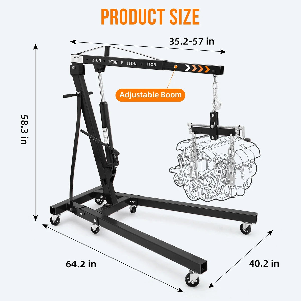 GARVEE 2 Ton Folding Hydraulic Engine Hoist With Lever