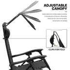 MoNiBloom Zero Gravity Reclining Chairs Set Of 2 With Canopy Shade And Headrest, Black - 330 lbs