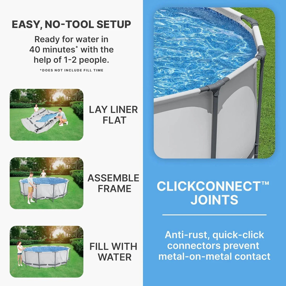 Steel Pro MAX 14 Foot x 48 Inch Round Steel Frame Above Ground Pool Set With 1,000 Filter Pump, Ladder And Cover - Gray