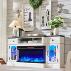 Farmhouse Electric Fireplace TV Stand For TVs Up To 80 Inches - 70W x 16D x 32H