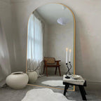 Arched Full-Length Wood Floor Mirror, Black Or Gold, 65x22/71x24/71x28/71x32