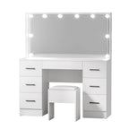 Artiss Dressing Table Set With Stool, 10 LED Bulbs, White - Debbie