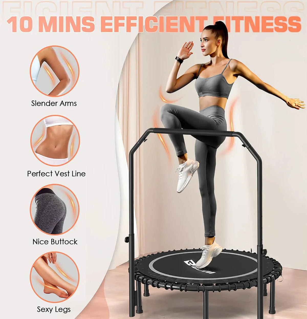 BCAN Foldable Fitness Trampoline 40in/48in, 450/550 LBS Capacity
