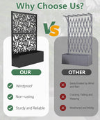 2PCS Metal Planter Box With Trellis 70.9in x 47.2in x 15.7in