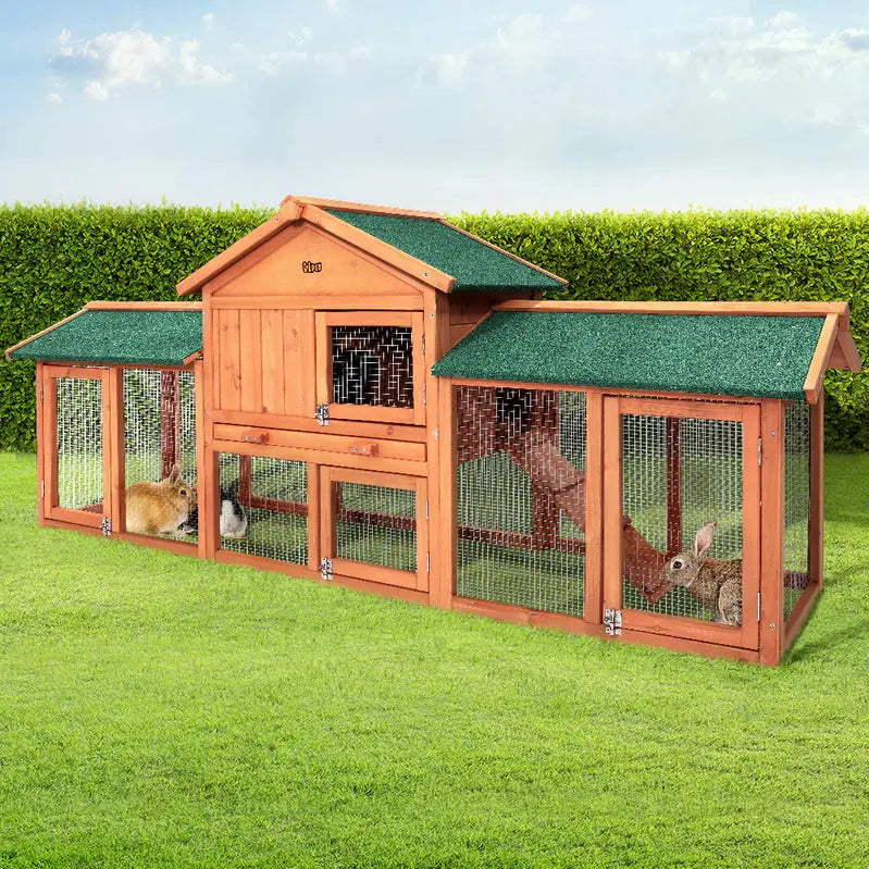 i.Pet Large Wooden Pet Hutch - Waterproof Outdoor Animal Housing
