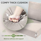 moosprr Outdoor Chair Cushion Set - 24x24, 6 Inch Thick, Beige, 3 Seat And 3 Back Cushions