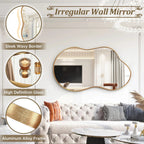 Asymmetrical Irregular Wall Mirror, 20x36, 24x36, Or 26x46, Gold, Black, Or Silver