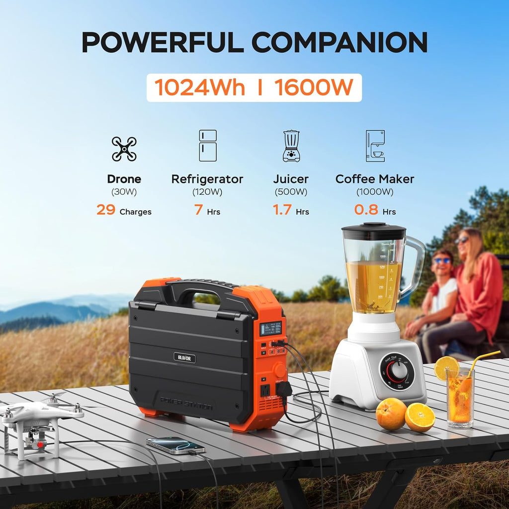 BLAVOR Portable Power Station 1600W 1024Wh LiFePO4 Battery With Built-In 40W Solar Panel - S1600