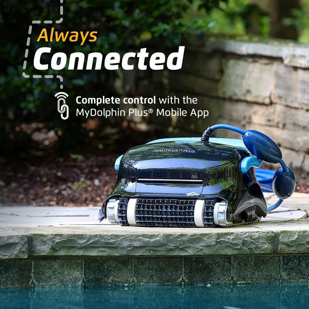 Dolphin Robotic Pool Vacuum Cleaner With Wi-Fi Control And Universal Caddy For Pools Up To 50 FT - Nautilus CC Plus