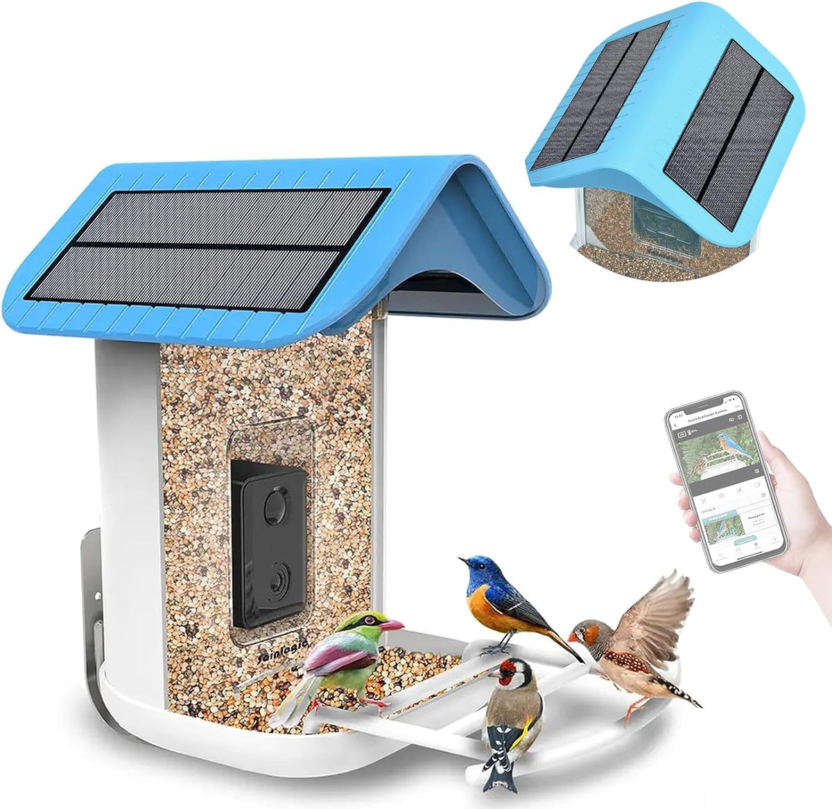 sainlogic Smart Bird Feeder With 1080P Camera, 2.5L Capacity, Light Blue - Smart Bird Feeder With Camera-1