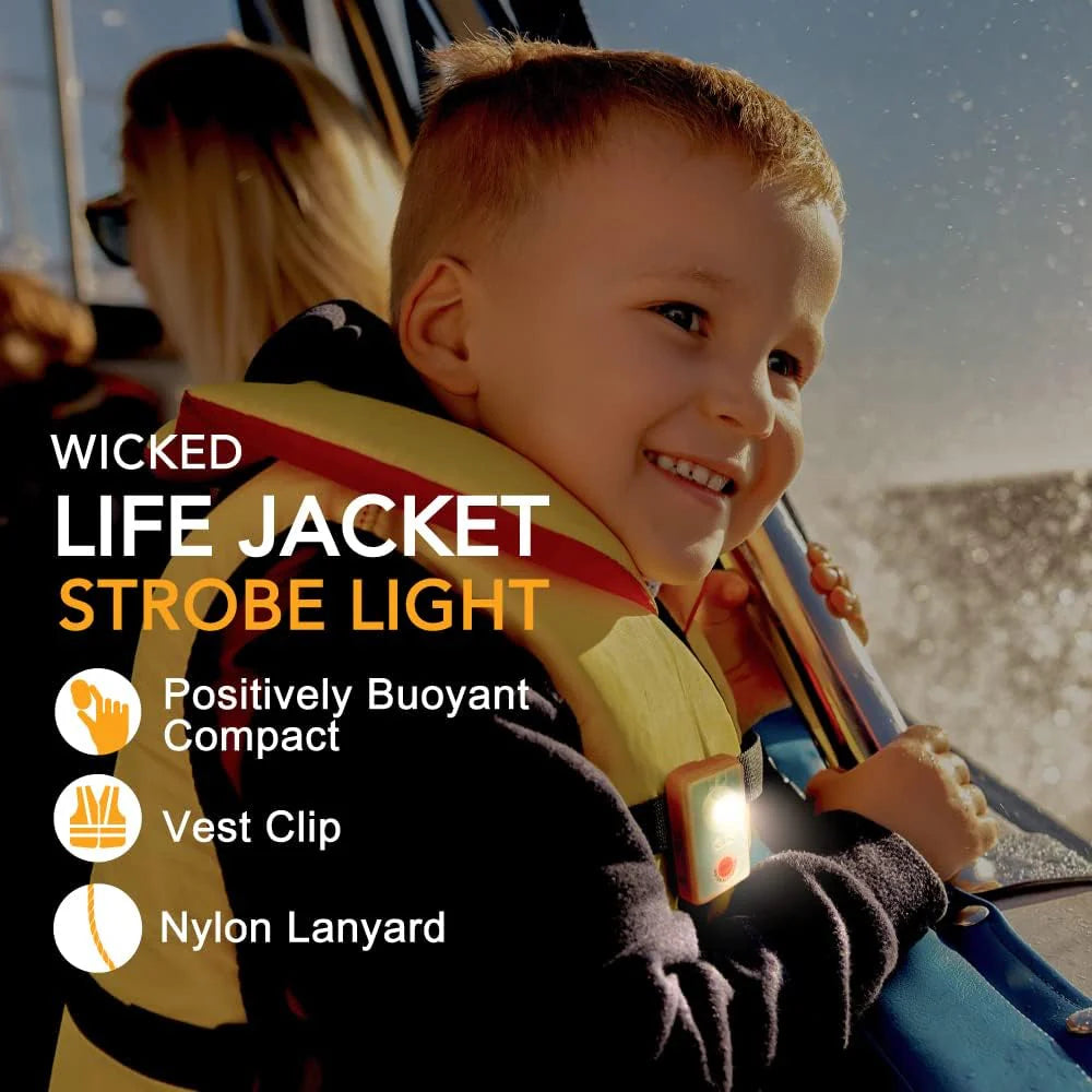Wicked Design & Engineering Life Jacket LED Strobe Lights, Water Activated, 4-Pack