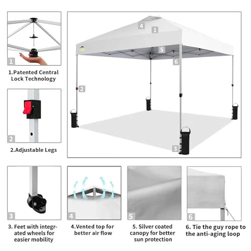 Crown Shades Pop-Up Canopy, 10' x 10', With Wheeled Carry Bag