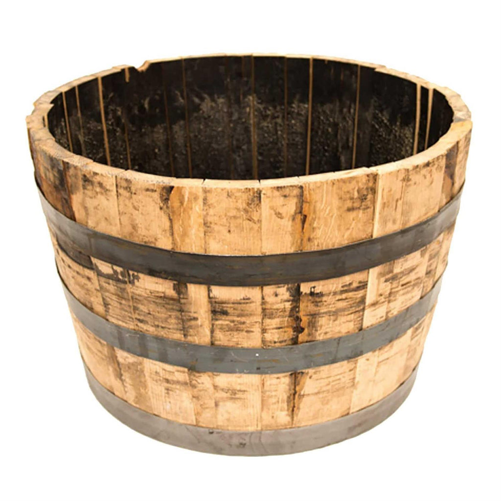 Real Wood Products Half Oak Barrel Planter - 17.5in x 22.5in x 26in