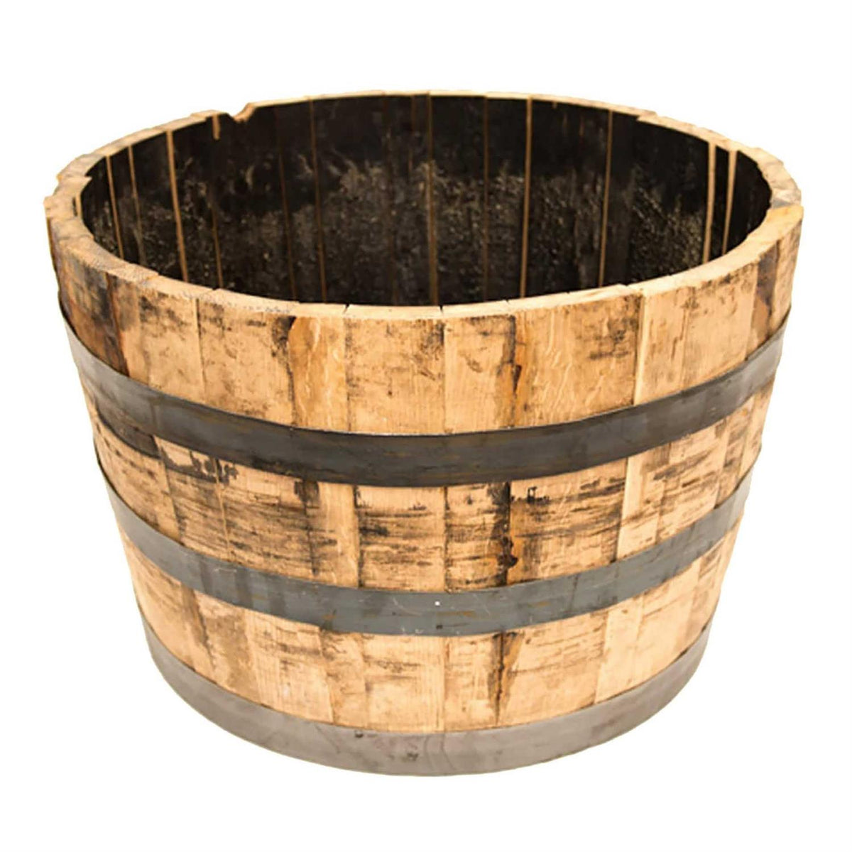 Real Wood Products Half Oak Barrel Planter - 17.5in x 22.5in x 26in